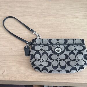 Coach Signature Black and Gray Wristlet